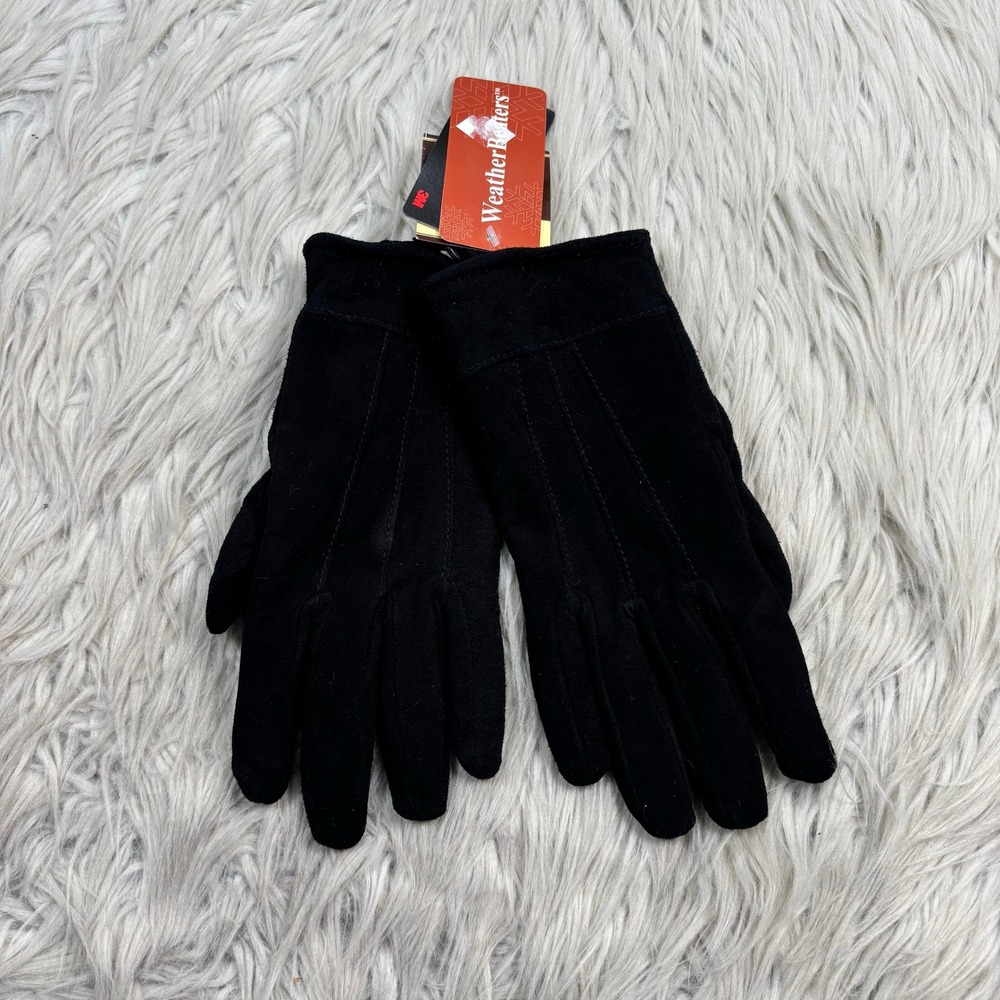 NWT Weather Beaters Women's M Black Deerskin Gloves 40 Gram Thinsulate